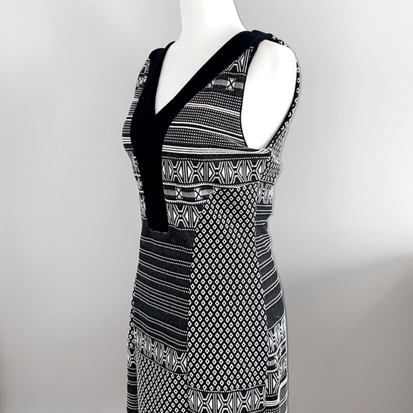 🇨🇦 Ruelle Patchwork Dress Sleeveless Black And White Made In Canada - Picture 7 of 17